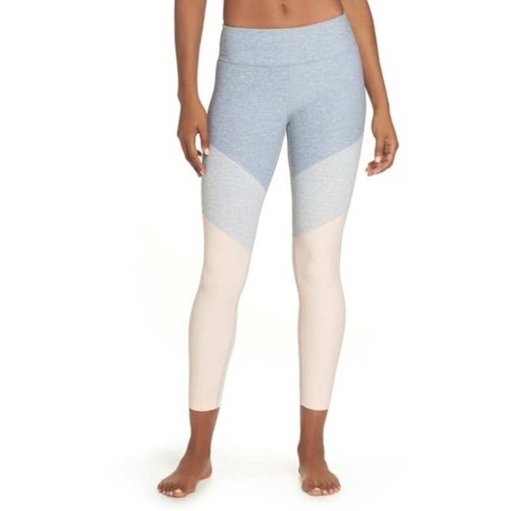 Outdoor Voices Women's Small 7/8 Leggings Pastel Blue Pink Color Block